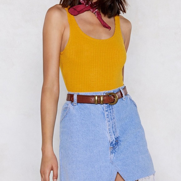 Nasty Gal Tops - Mustard yellow ribbed tank bodysuit Nasty Gal Tops - Mustard yellow ribbed tank bodysuit
